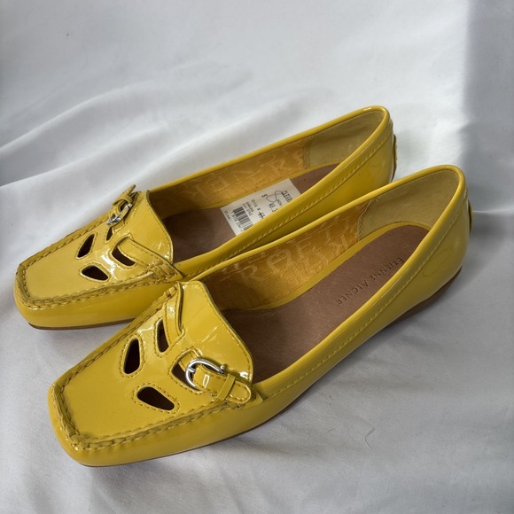 Etienne Aigner E-Helina Women's 8 Leather Slip On Shoes Yellow Loafer NEW - Picture 2 of 10